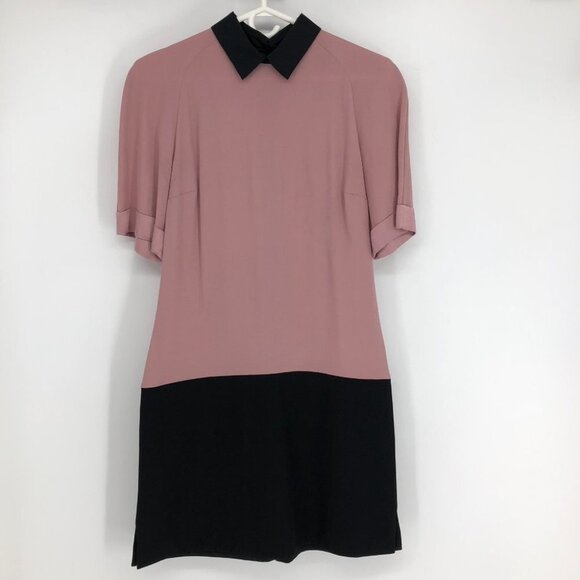 Victoria Beckham Blossom Pink & Black Contast Collar Mini Dress size 6 - Picture 2 of 12